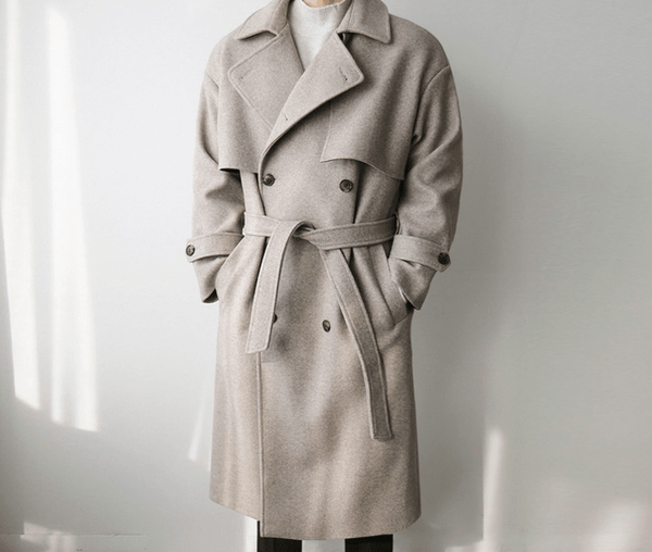 Old Money Style – Classic Woolen Collar Belt Coat